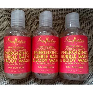 Bundle of 3 Shea Moisture Fruit Fusion Coconut Water Energizing Bubble Bath & Bo
